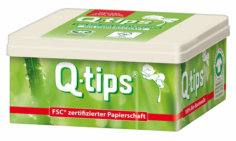 Q-Tips Bio Stäbchen Box