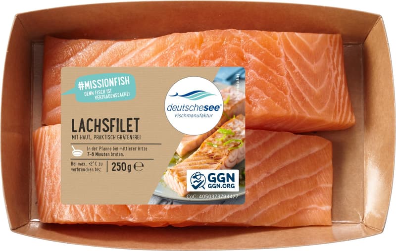 Deutsche See Lachsfilet mit Haut, 1-2 Stücke