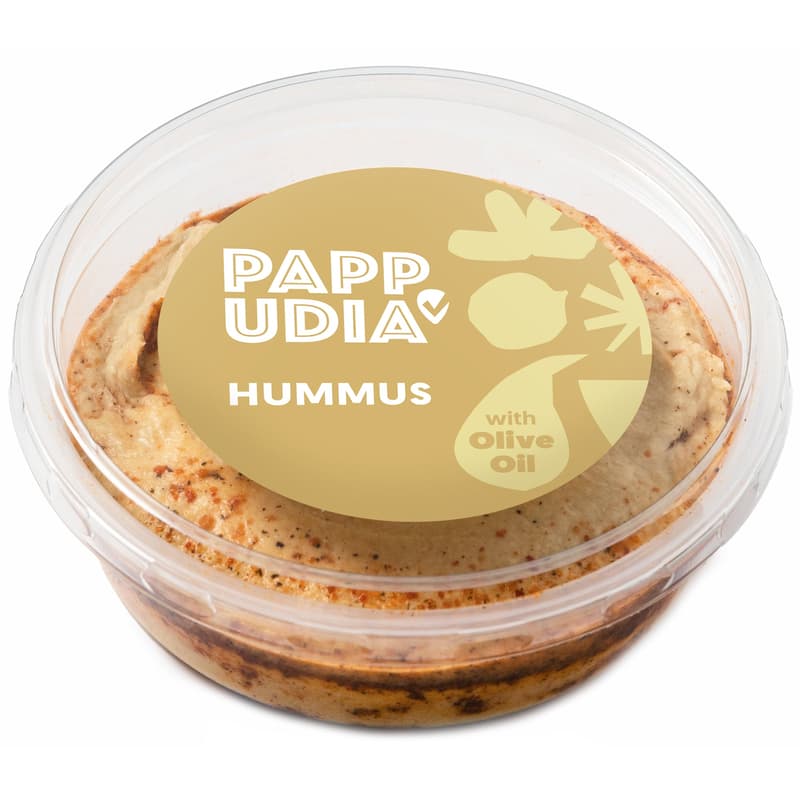Pappudio Hummus natur mit römischem Kreuzkümmel und Olivenöl