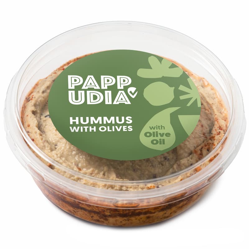 Pappudia Hummus mit Oliven und Olivenöl VEGAN