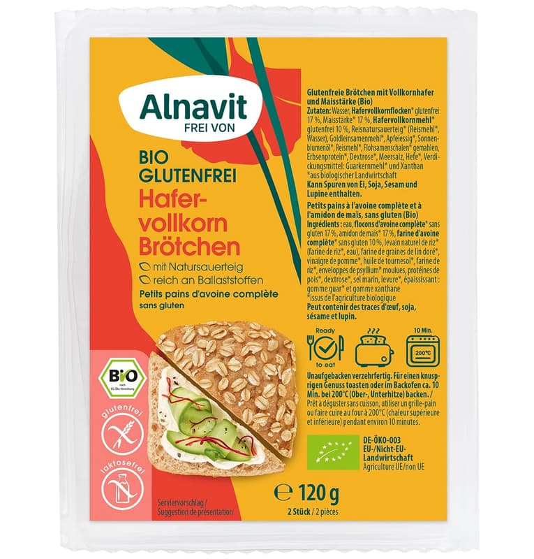 Alnavit BIO Wholemeal Oat Roll glutenfree