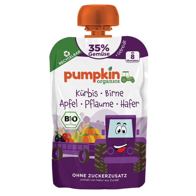 Pumpkin Organics BIO Quetschie Kürbis, Birne, Pflaume, Hafer
