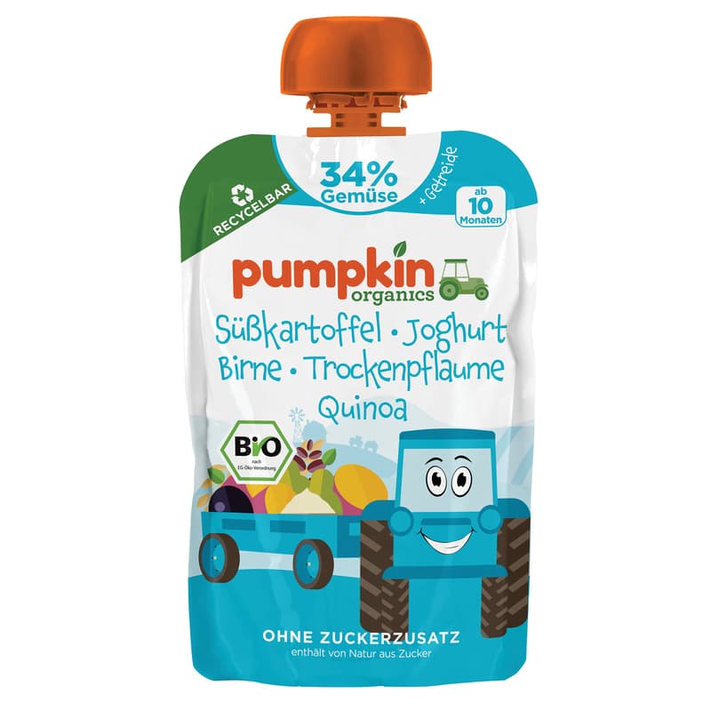 Pumpkin Organics BIO Quetschie Süßkartoffel, Joghurt, Trockenpflaume, Hafer