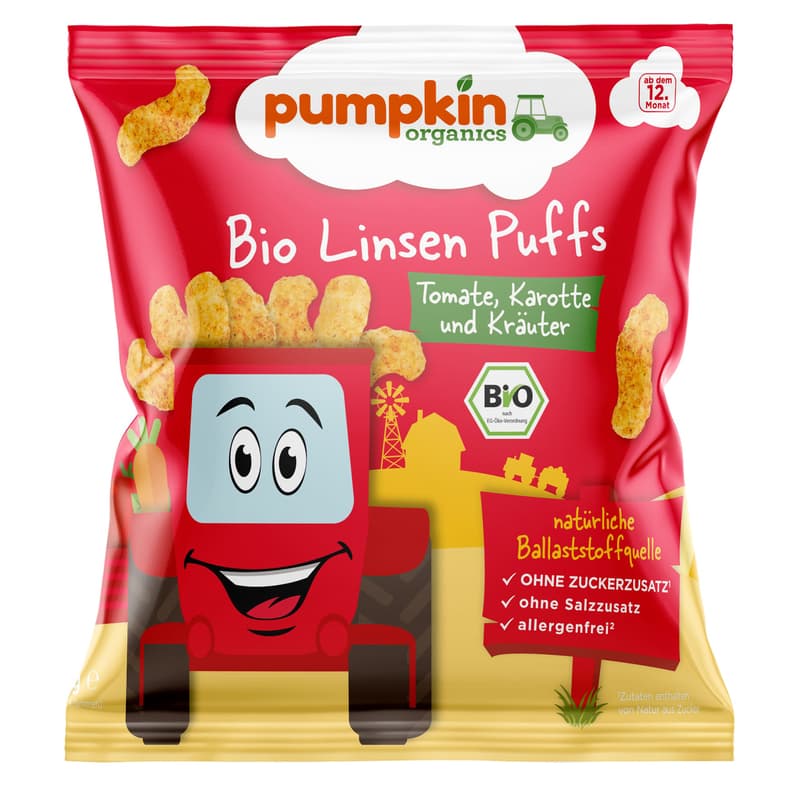 Pumpkin Organics/ Bio Lentil Puffs with Tomato, Carrot & Herbs