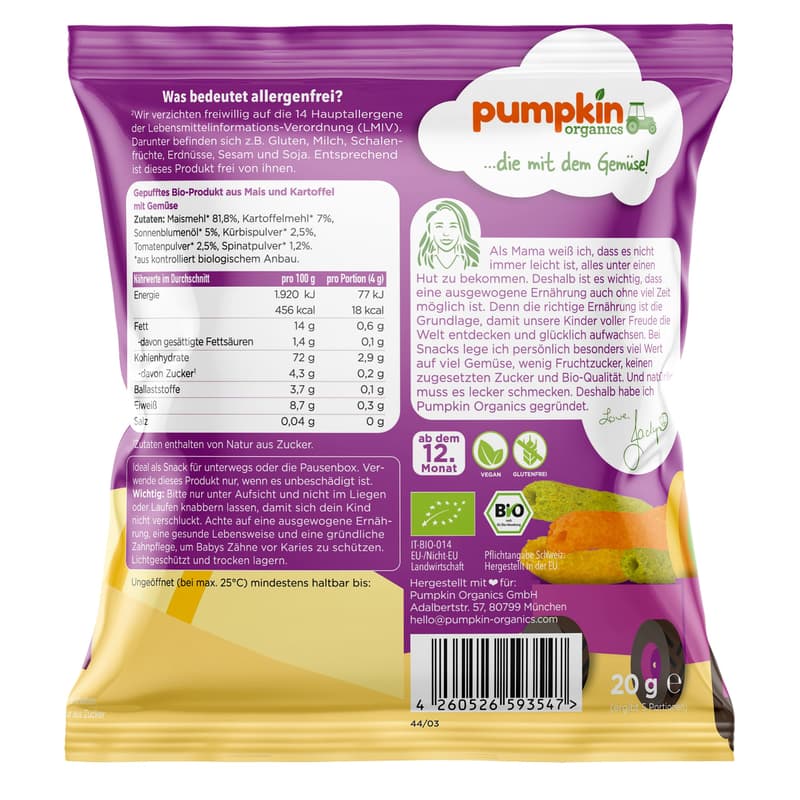 Pumpkin Organics BIO Gemüse Röllchen