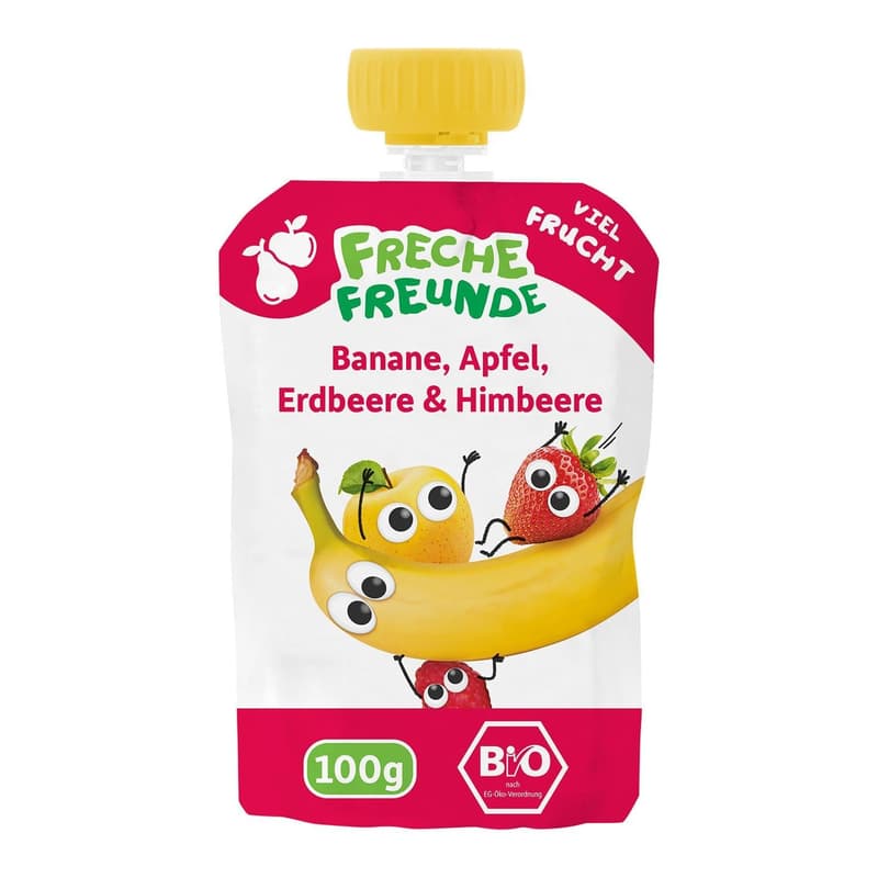 Freche Freunde Organic Squeeze Pouch "Banana, Apple, Strawberry & Raspberry"