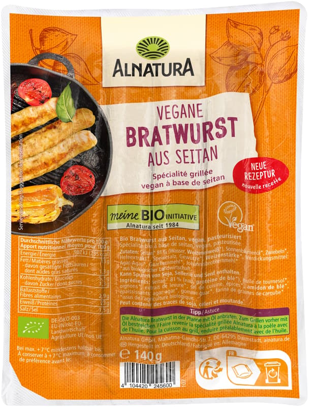 Alnatura ORGANIC Vegan Bratwurst made from Seitan
