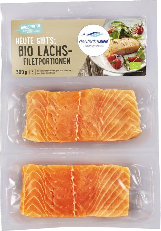 Deutsche See BIO Salmon fillets without skin, frozen