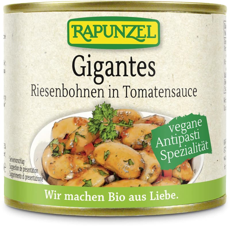 Rapunzel BIO Gigantes giant beans in tomato sauce, in a can