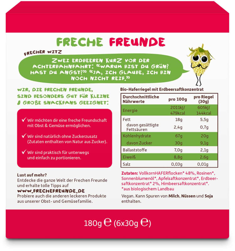 Freche Freunde organic oaty bars strawberry & apple pack of 6