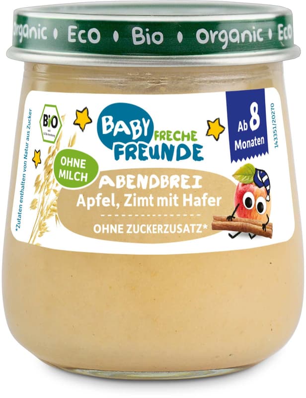 Freche Freunde BIO Gläschen Abendbrei Apfel, Zimt mit Hafer