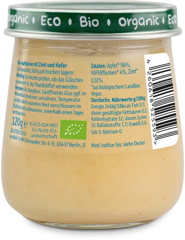 Freche Freunde BIO Gläschen Abendbrei Apfel, Zimt mit Hafer
