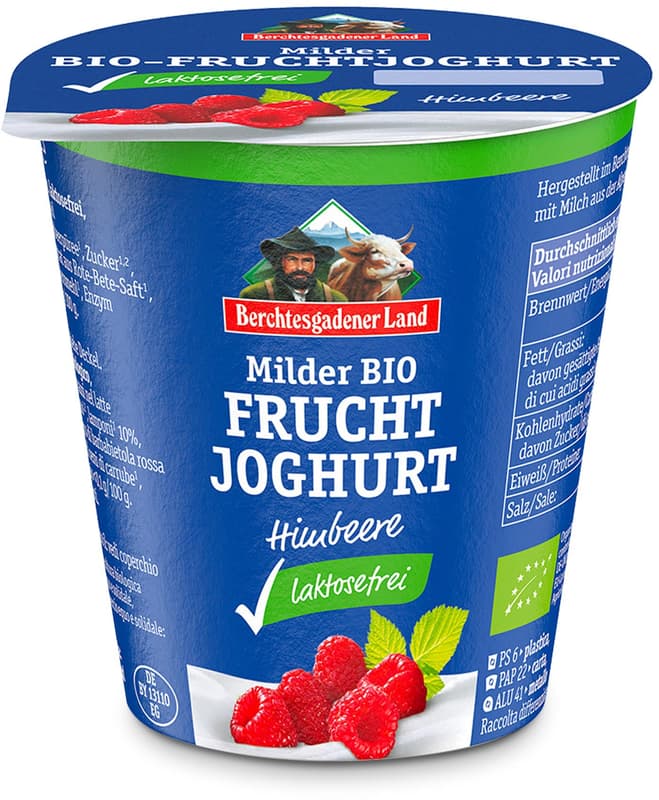 Berchtesgadener Land Organic Fruit Yoghurt Raspberry 3.9% lactose-free