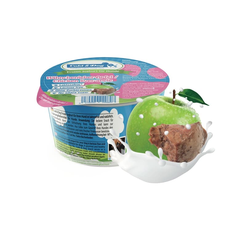 Cold & Dog Frozen Joghurt – Hundeeis mit Hähnchen-Leberwurst & Apfel