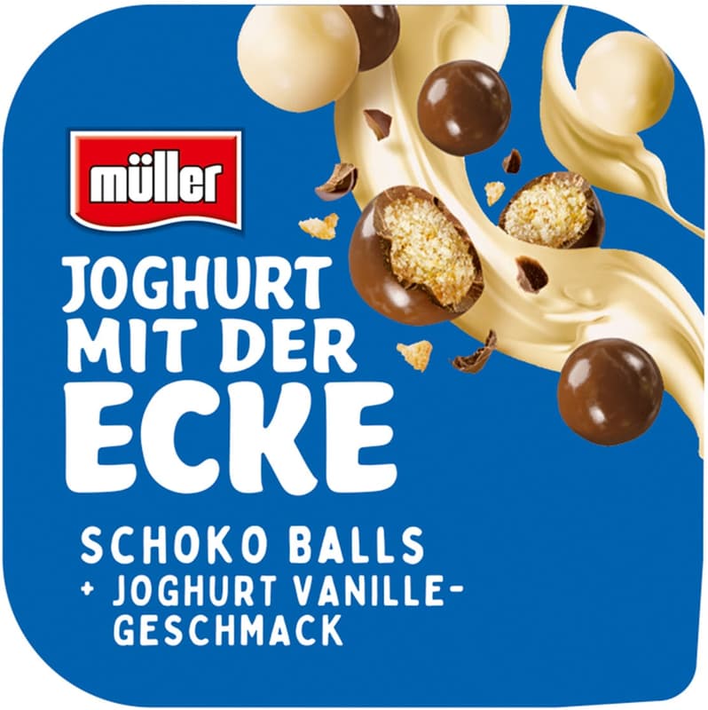 Müller yoghurt with the corner chocolate balls