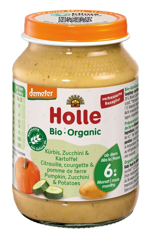 Holle Glas Gemüse Zucchini & Kürbis mit Kartoffel Demeter