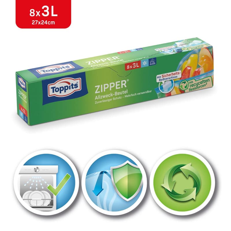 Toppits Zipper Allzweck Beutel 3 L