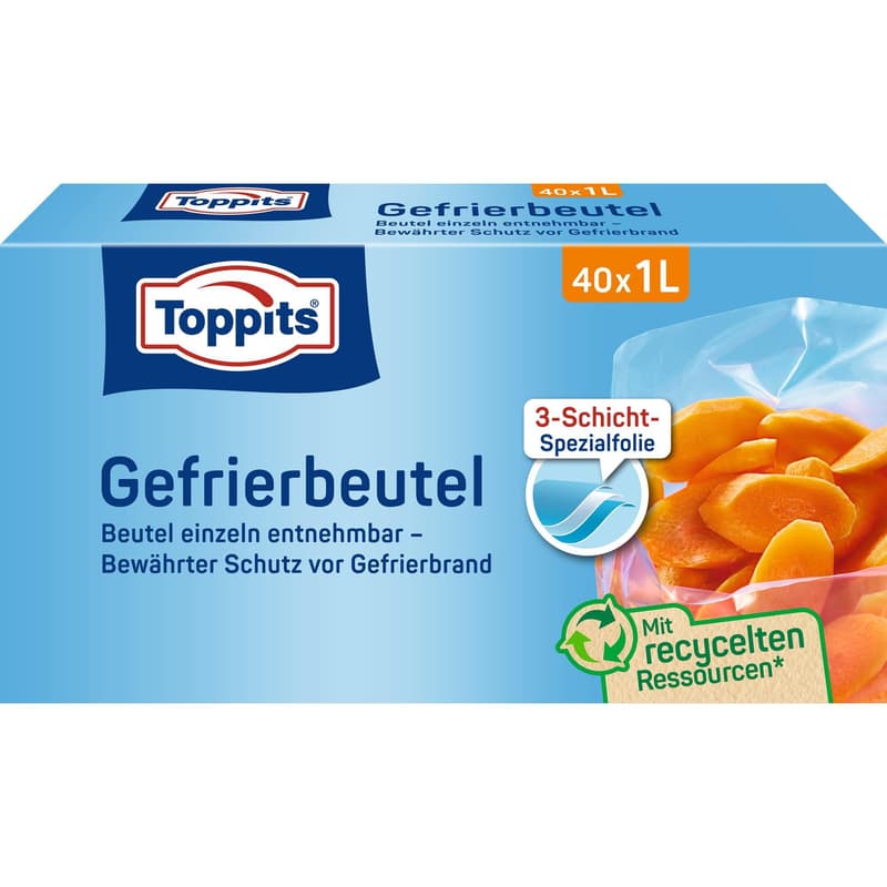 Toppits Gefrierbeutel 1 L/40 NP Standboden