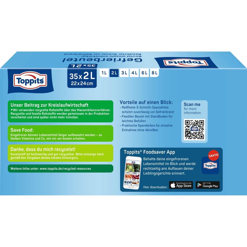 Toppits Gefrierbeutel 2 L