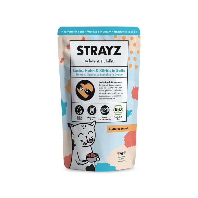 STRAYZ Cat Wet Food Salmon & Chicken with Pumpkin in Gravy