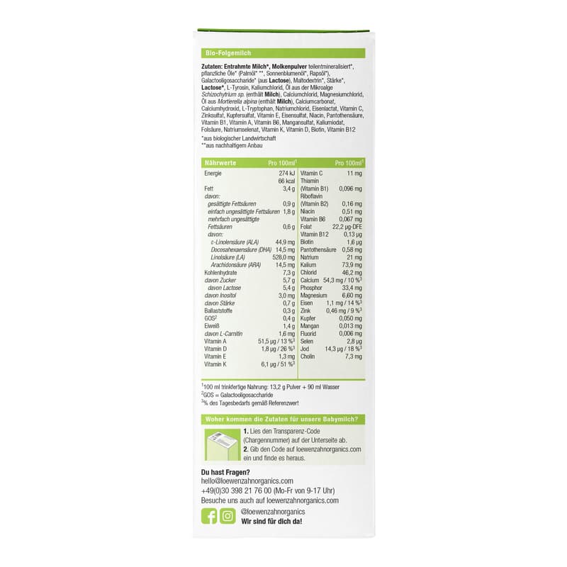 Löwenzahn Organics Bio Folgemilch 6+ Monate