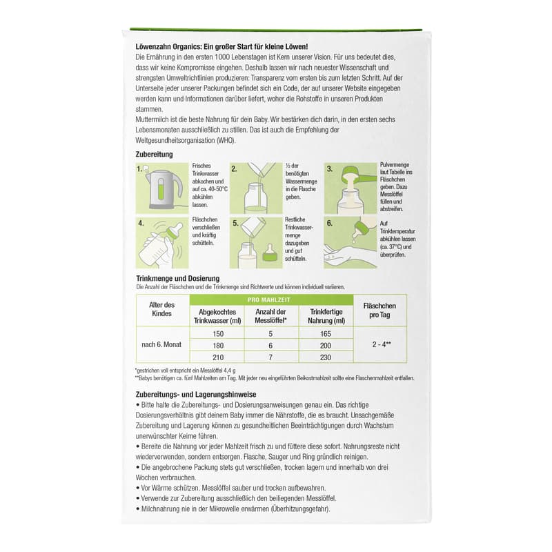 Löwenzahn Organics Bio Folgemilch 6+ Monate