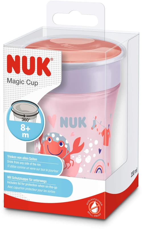 NUK Magic Cup 230ml, 360°-Trinkrand, abdichtende Silikonscheibe, ab 8 Monaten, BPA frei, rot