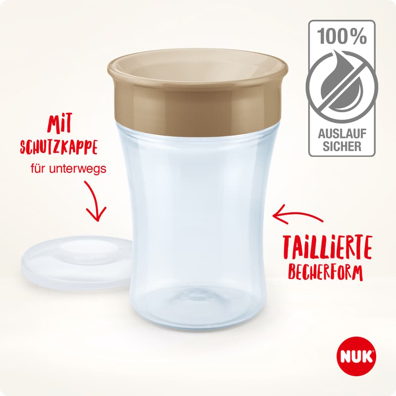 NUK Magic Cup 230ml, 360°-Trinkrand, abdichtende Silikonscheibe, ab 8 Monaten, BPA frei, rot