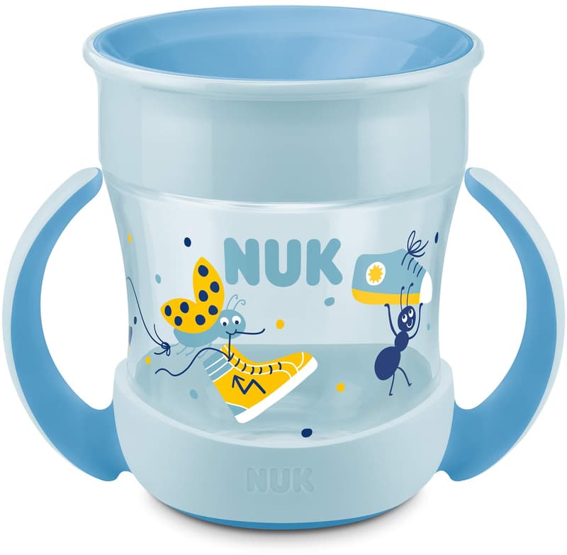 NUK Mini Magic Cup, 160ml, einzigartiger Trinkrand, abdichtende Silikonscheibe, ab 6 Monaten, 1 Stück, Blau