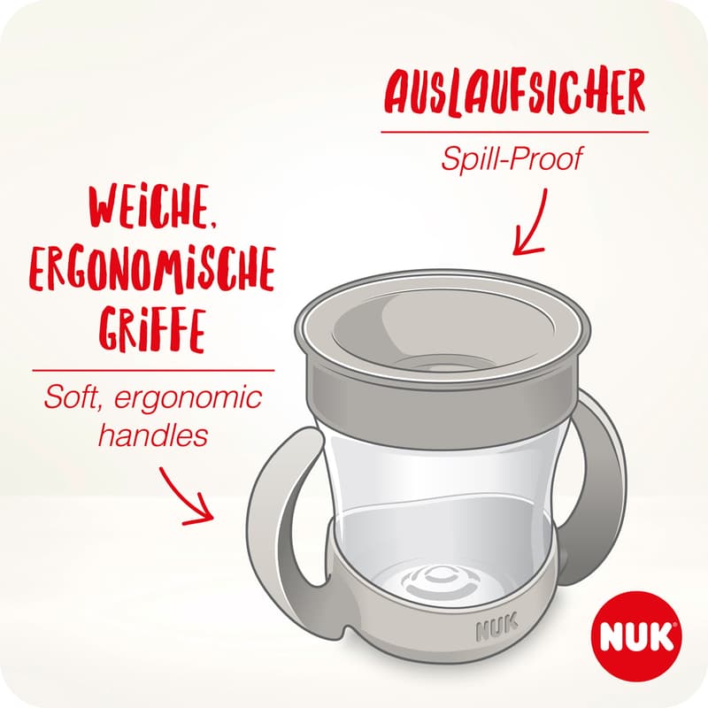 NUK Mini Magic Cup, 160ml, einzigartiger Trinkrand, abdichtende Silikonscheibe, ab 6 Monaten, 1 Stück, Rot