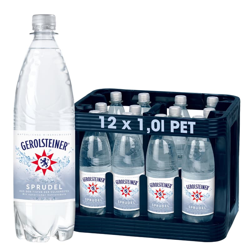 Gerolsteiner Mineralwasser Sprudel Kiste 12x1,0 l PET (MEHRWEG)