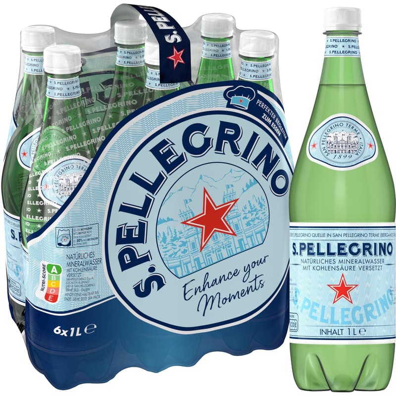 San Pellegrino Mineralwasser Sprudel 6x1,0l PET (EINWEG)