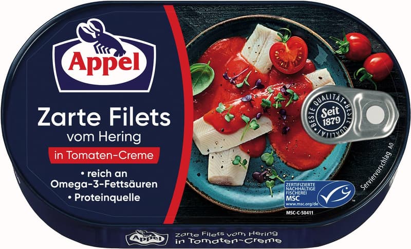 Appel MSC tender herring fillets tomato cream