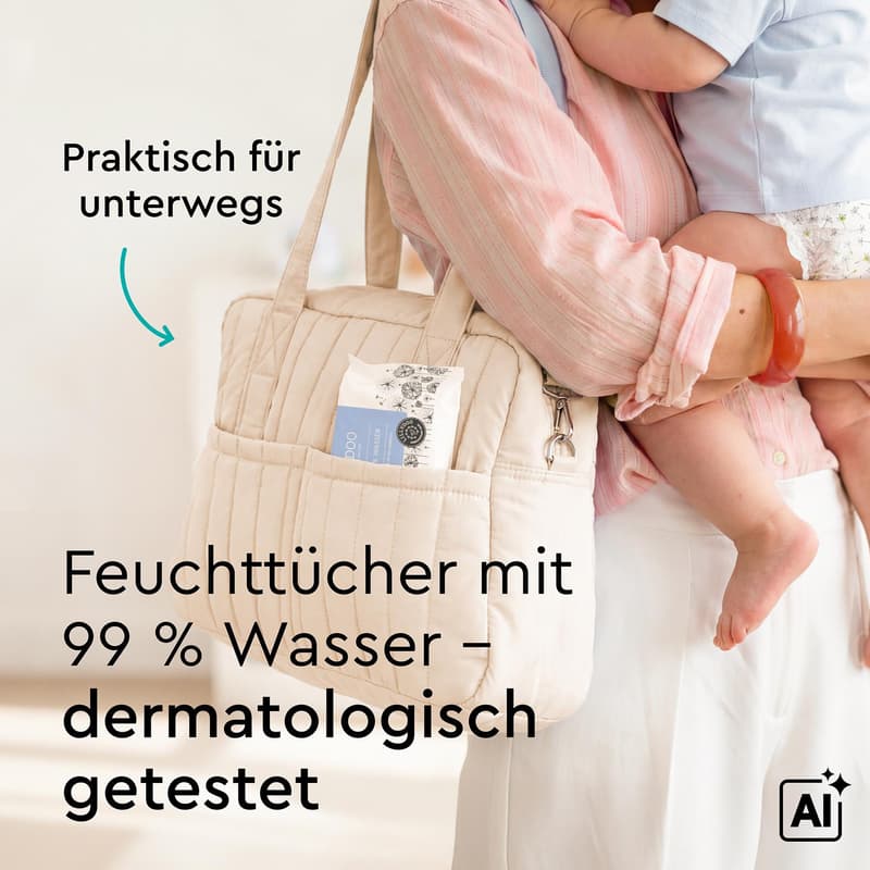 Lillydoo Feuchttücher mit 99% Wasser, 15 Stück