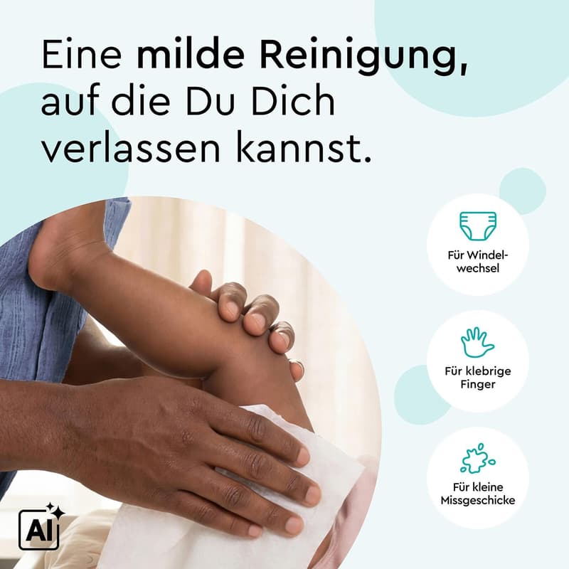 Lillydoo Feuchttücher mit 99% Wasser, 15 Stück