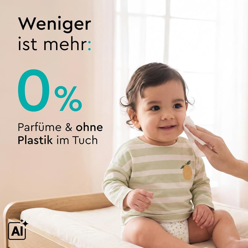 Lillydoo Feuchttücher mit 99% Wasser, 15 Stück