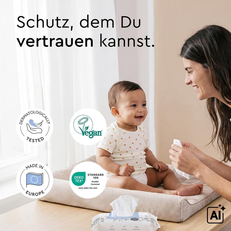Lillydoo Feuchttücher mit 99% Wasser, 15 Stück