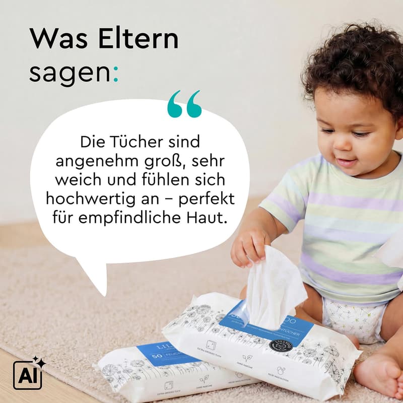 LILLYDOO Feuchte Waschtücher, 50 Stück