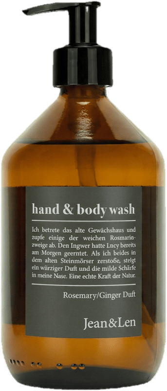 Jean&Len Hand & Body Wash Rosemary Ginger Glass Bottle