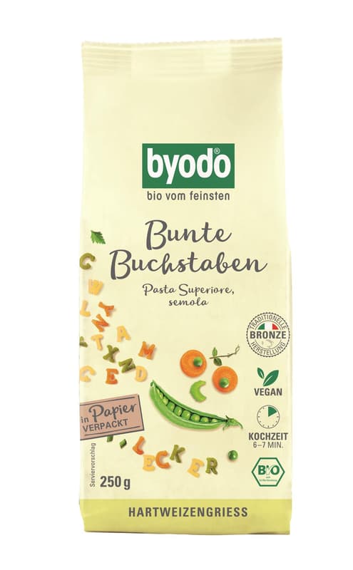 Byodo BIO Buchstabennudeln semola bunt