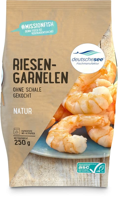 Deutsche See Giant Prawns, without shell cooked Nature, frozen