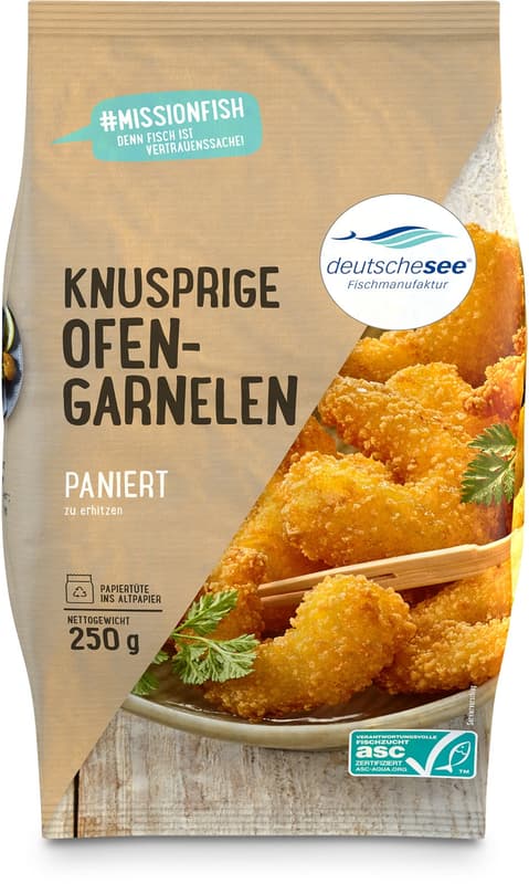 Deutsche See Knusprige Ofen-Garnelen paniert, gefroren