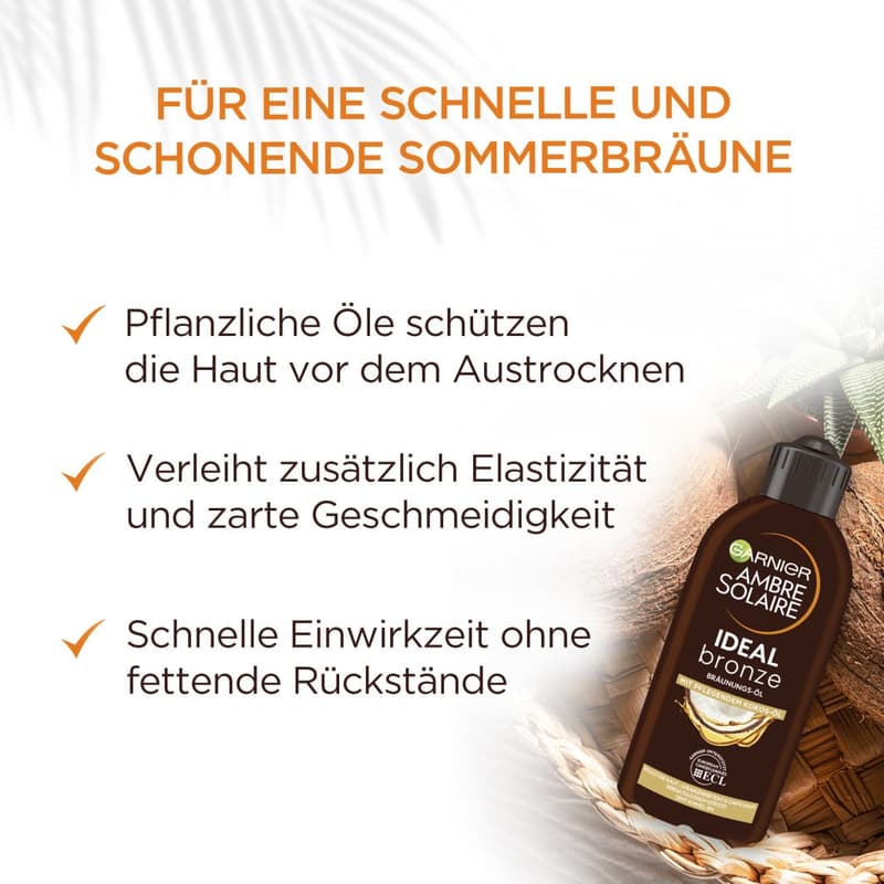 Garnier Ambre Solaire Ideal Bronze Tanning Oil with Coconut