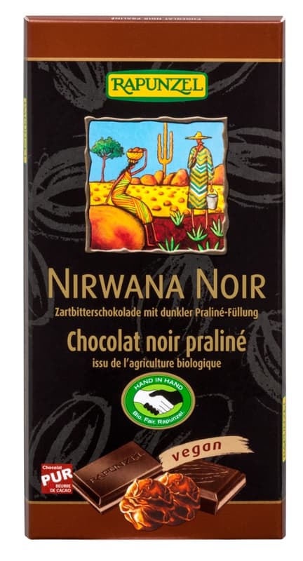 Rapunzel BIO Nirwana Noir 55% cocoa with dark praline filling
