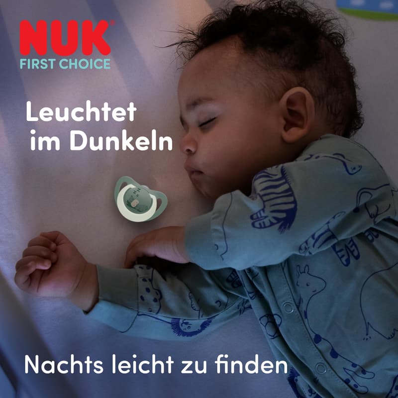 NUK First Choice Night Silikon-Schnuller Hase & Schaf 0-6 Monate