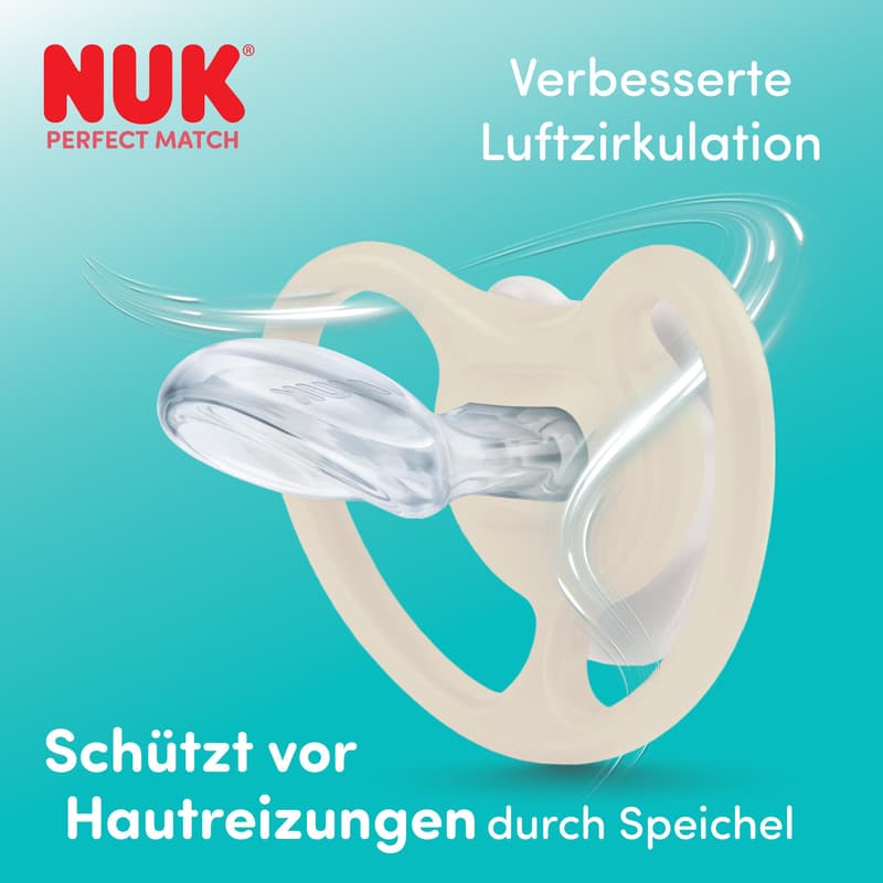 NUK Perfect Match Air Silikon-Schnuller 6-18 Monate Zebra & Löwe