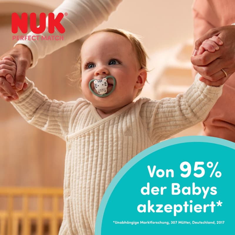 NUK Perfect Match Air Silikon-Schnuller 6-18 Monate Zebra & Löwe