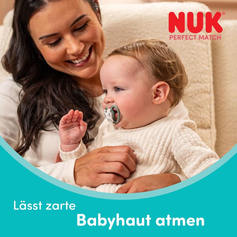 NUK Perfect Match Air Silikon-Schnuller 6-18 Monate Zebra & Löwe