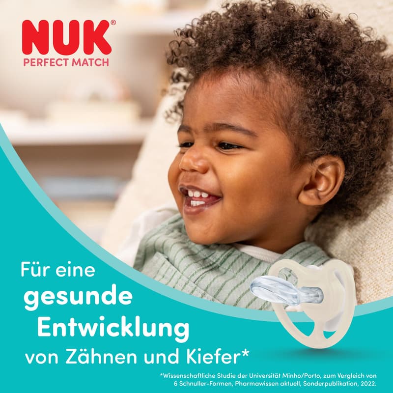 NUK Perfect Match Air Silikon-Schnuller 6-18 Monate Zebra & Löwe