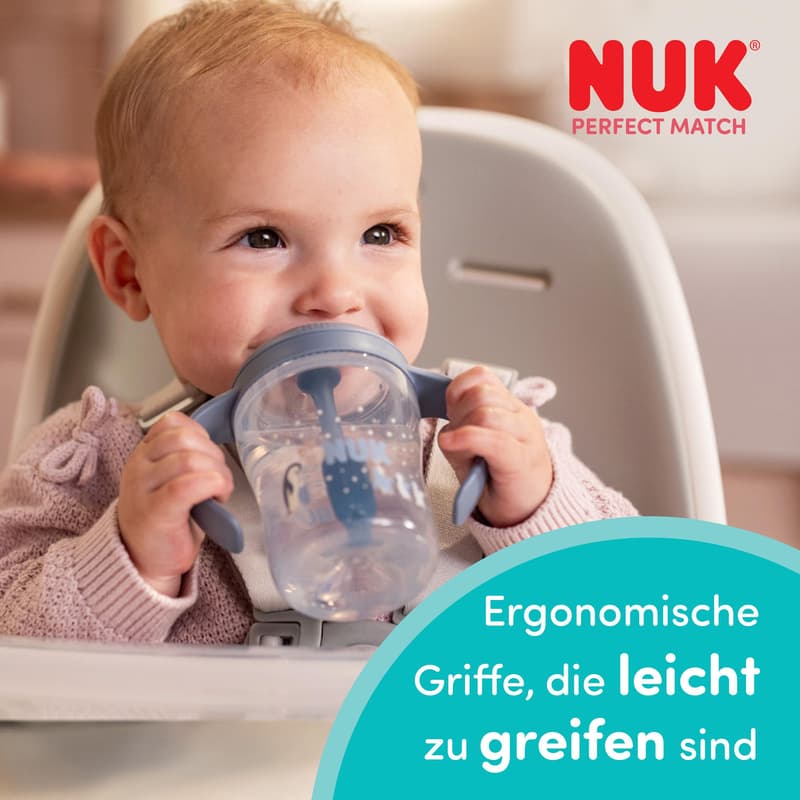 NUK Perfect Match Trinklernflasche Strohhalm Pinguin 260ml